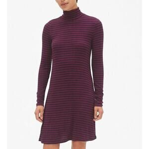 Gap Turtleneck Striped Blue Red  Long Sleeve Sweater Mini Dress Women Sz XS